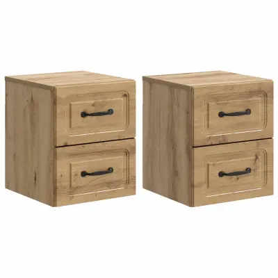 vidaXL Stenski nočni omarici 2 pcs Artisan hrast 34,5 x 33 x 40 cm