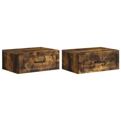 vidaXL Stenski nočni omarici 2 pcs Dimljen hrast 49 x 34,5 x 20 cm