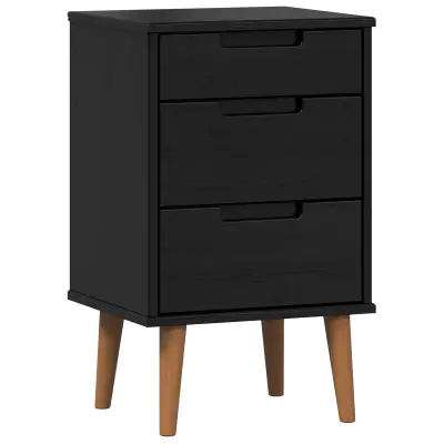 vidaXL Nočna omarica s predalom Črna 40 x 35 x 65 cm Masivna borovina