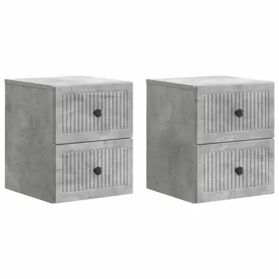 vidaXL Stenski nočni omarici 2 pcs Betonsko siva 33 x 34,5 x 40 cm
