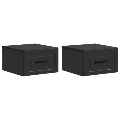 vidaXL Stenski nočni omarici s predalom 2 pcs Črna 34,5 x 33 x 20 cm