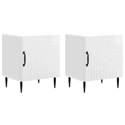 vidaXL Nočna omarica 2 pcs Bela visok sijaj 43 x 34,5 x 50 cm