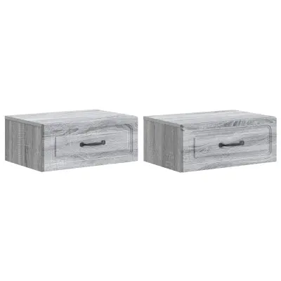 vidaXL Stenski nočni omarici 2 pcs Siva Sonoma 49 x 34,5 x 20 cm