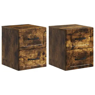 vidaXL Stenski nočni omarici 2 pcs Dimljen hrast 34,5 x 33 x 40 cm