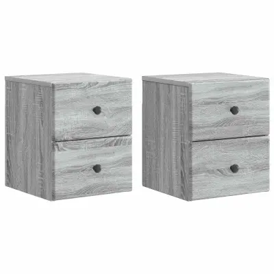 vidaXL Stenski nočni omarici 2 pcs Siva Sonoma 34,5 x 33 x 40 cm