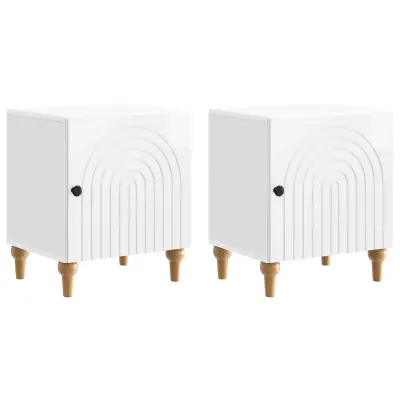 vidaXL Nočna omarica 2 pcs Bela visok sijaj 43 x 34,5 x 50 cm