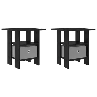 vidaXL Nočna omarica s predalom 2 pcs Črna Orehovina 41 x 40 x 45 cm