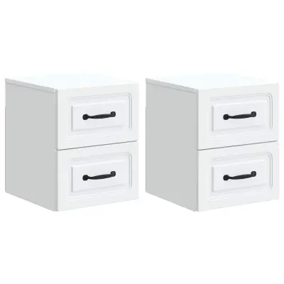 vidaXL Stenski nočni omarici s predalom 2 pcs Bela 34,5 x 33 x 40 cm