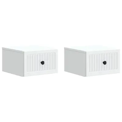 vidaXL Stenski nočni omarici s predalom 2 pcs Bela 33 x 34,5 x 20 cm