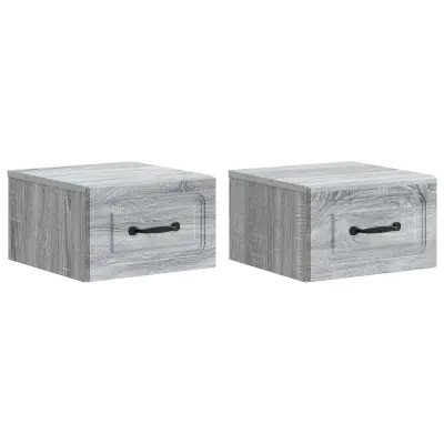 vidaXL Stenski nočni omarici 2 pcs Siva Sonoma 34,5 x 33 x 20 cm