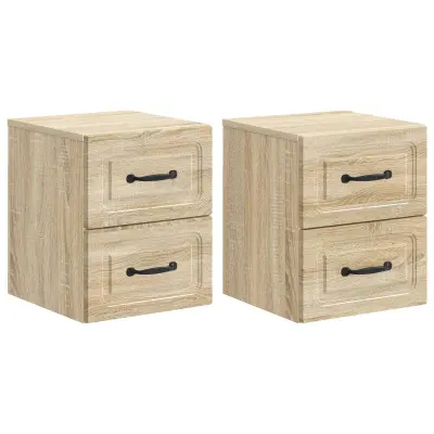vidaXL Stenski nočni omarici 2 pcs Sonoma hrast 34,5 x 33 x 40 cm
