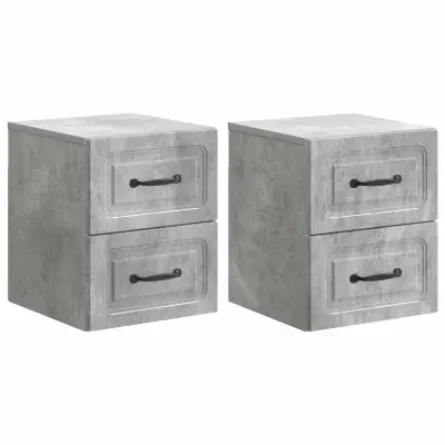 vidaXL Stenski nočni omarici 2 pcs Betonsko siva 34,5 x 33 x 40 cm