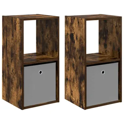 vidaXL Nočna omarica s predalom 2 pcs Dimljeni oreh 35 x 32 x 68,5 cm
