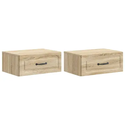vidaXL Stenski nočni omarici 2 pcs Sonoma hrast 49 x 34,5 x 20 cm