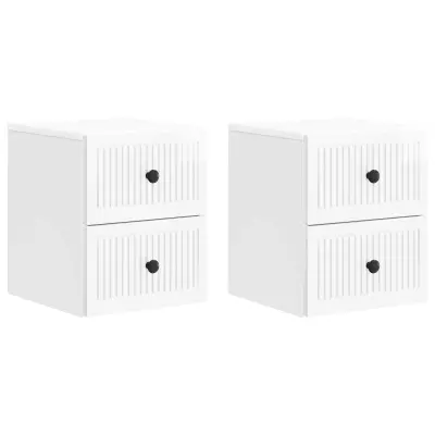 vidaXL Stenski nočni omarici 2 pcs Bela visok sijaj 33 x 34,5 x 40 cm