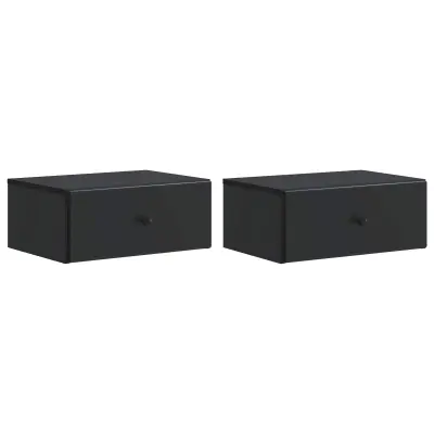vidaXL Stenski nočni omarici s predalom 2 pcs Črna 49 x 34,5 x 20 cm