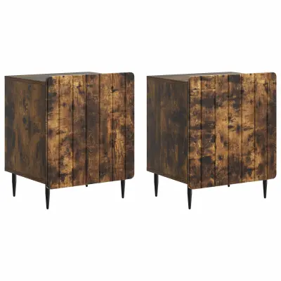 vidaXL Nočna omarica 2 pcs Dimljen hrast 43 x 34,5 x 52 cm