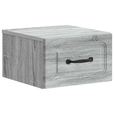 vidaXL Stenski nočni omarici s predalom Siva Sonoma 34,5 x 33 x 20 cm