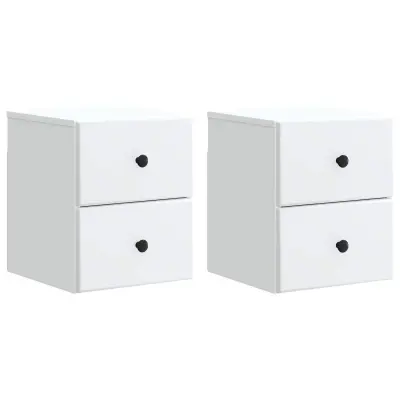vidaXL Stenski nočni omarici s predalom 2 pcs Bela 34,5 x 33 x 40 cm