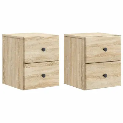 vidaXL Stenski nočni omarici 2 pcs Sonoma hrast 34,5 x 33 x 40 cm