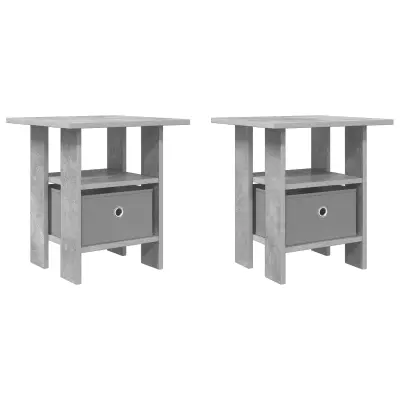 vidaXL Nočna omarica s predalom 2 pcs Betonsko siva 41 x 40 x 45 cm