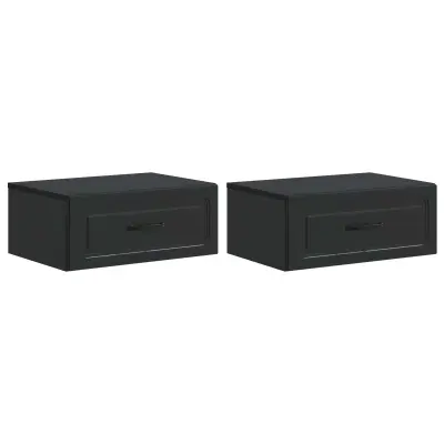 vidaXL Stenski nočni omarici s predalom 2 pcs Črna 49 x 34,5 x 20 cm