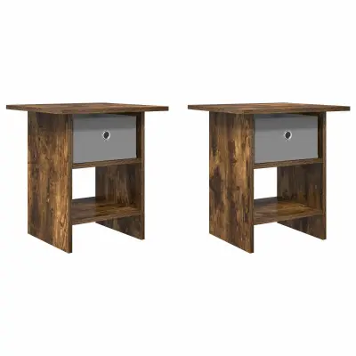 vidaXL Nočna omarica s predalom 2 pcs Dimljeni oreh 41 x 40 x 45 cm