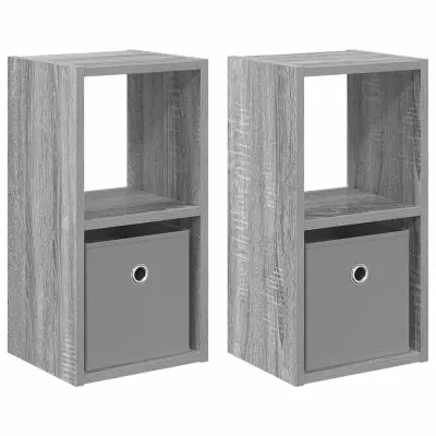 vidaXL Nočna omarica s predalom 2 pcs Siva Sonoma 25,5 x 22 x 49,5 cm