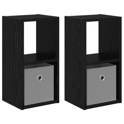 vidaXL Nočna omarica 2 pcs Črna Orehovina 25,5 x 22 x 49,5 cm