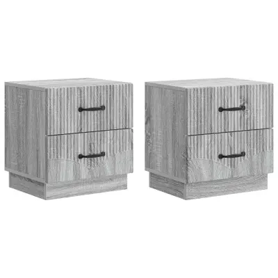 vidaXL Nočna omarica s predalom 2 pcs Siva Sonoma 43 x 34,5 x 44,5 cm