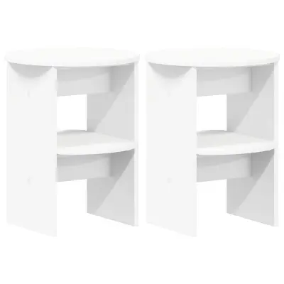 vidaXL Stranska omara 2 pcs Bela Ø40 x 50 cm Konstruirano leseno