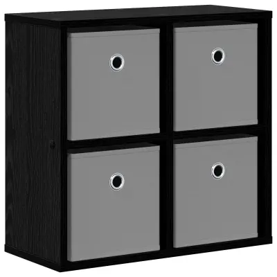 vidaXL Strani šal s predalom Črna Orehovina 49,5 x 22 x 47 cm