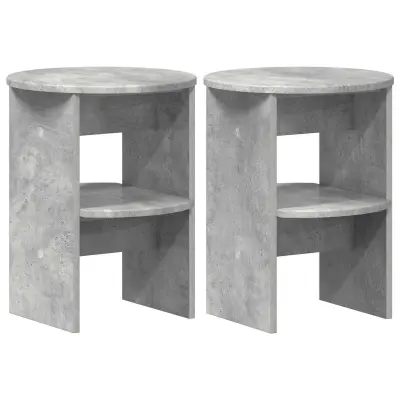 vidaXL Stranska omara 2 pcs Beton Siva Ø40 x 50 cm Konstruirano leseno