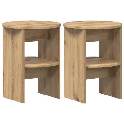 vidaXL Stranska omara 2 pcs Obrtni Hrast Ø40 x 50 cm