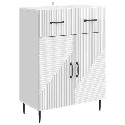vidaXL Strani šal Bela visok sijaj 66 x 34,5 x 89,5 cm Inženirski les