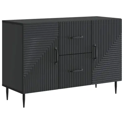 vidaXL Strani šal s predalom Črna 89 x 34,5 x 60 cm Inženirski les