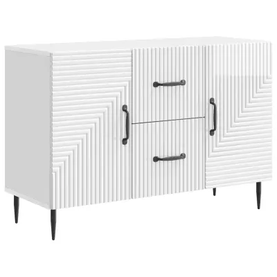 vidaXL Strani šal Bela visok sijaj 89 x 34,5 x 60 cm Inženirski les