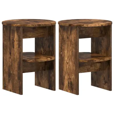 vidaXL Stranska omara 2 pcs Dimljeni Hrast Ø40 x 50 cm