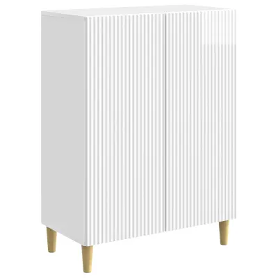 vidaXL Strani šal Bela visok sijaj 66 x 34,5 x 90 cm Inženirski les