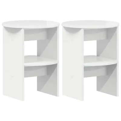 vidaXL Stranska omara 2 pcs Visok Sijaj Bel Ø40 x 50 cm