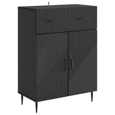 vidaXL Strani šal s predalom Črna 66 x 34,5 x 89,5 cm Inženirski les