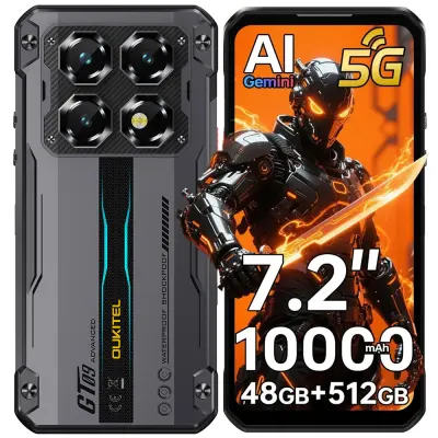 OUKITEL WP60 48/512GB 5G črna Pametni telefon 7.2-palčni 10000mAh/33W Dimensity 7025 108MP