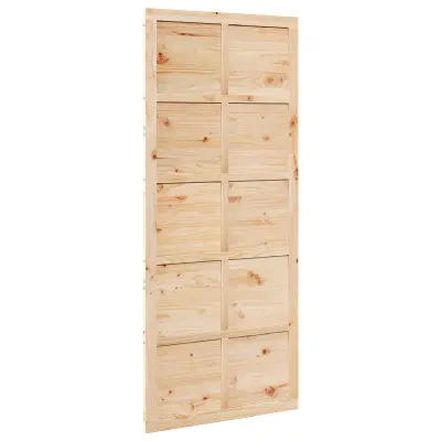 vidaXL Hlevska vrata Naravna 100 x 2,5 x 208 cm Trdna borovina