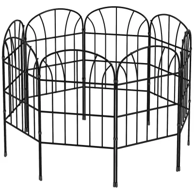 Komplet vrtne ograje 8 kosov 33x61 cm črn kovinski