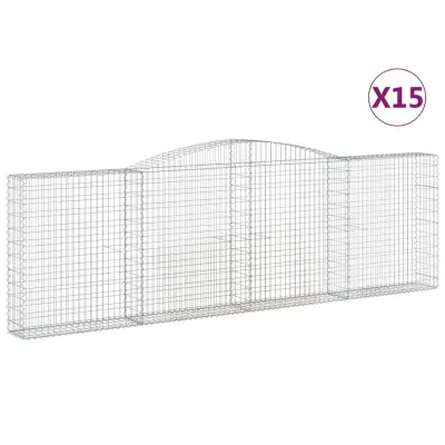 vidaXL Obokane gabion košare 15kosov 400x30x120/140cm pocinkano železo