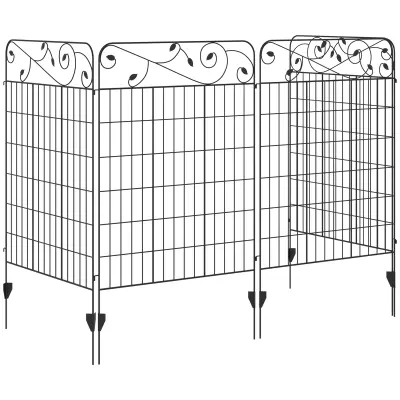 Komplet vrtne ograje 4 plošče 352x110 cm črna