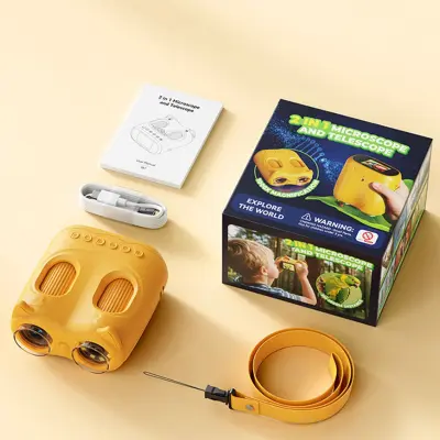 2-v-1 mikroskop in teleskop s 2MP kamero, 1000X in 2.0-inch zaslonom Yellow