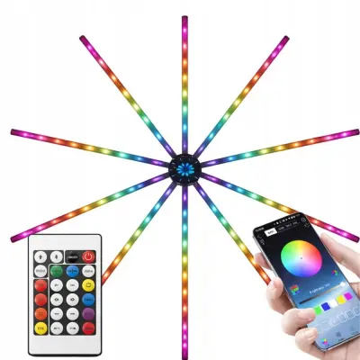 USB LED RGB pametna samolepilna ognjemetna stenska svetilka APP daljinec 111cm