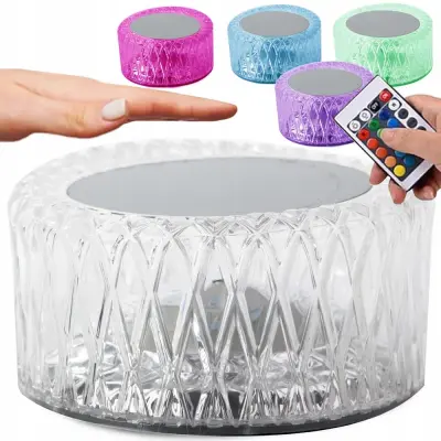 LED RGB aku. namizna kristalna svetilka USB daljinec touch