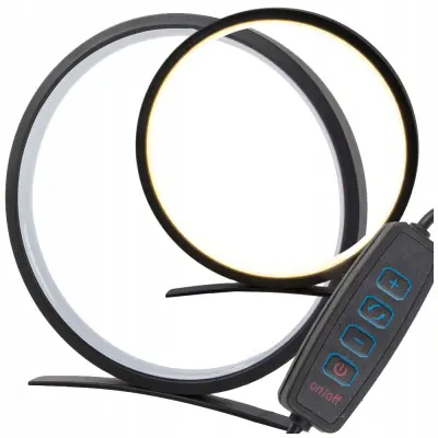 LED okrogla namizna svetilka 3 barve svetlobe USB 26cm črna